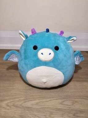 Squishmallows Tianna The Dragon 9" Teal Plush with White Belly and Purple Horns